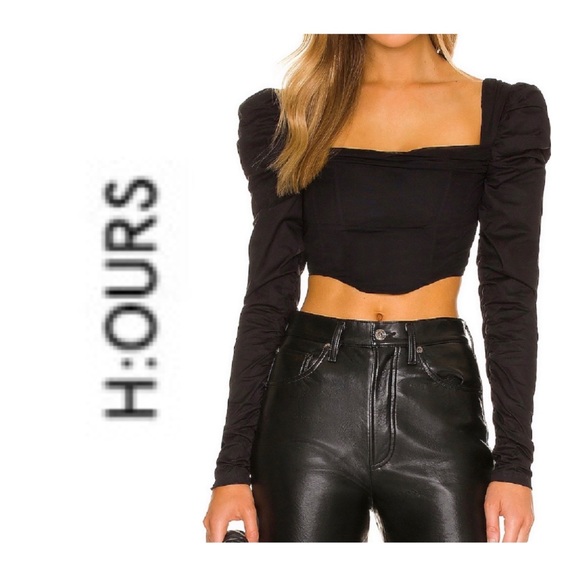 h:ours Tops - H:OURS NWOT Mona Top In Black Size XS